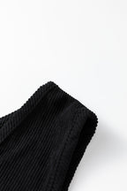 Black Plus Size Corduroy Patch Pocket Sleeveless Mini Dress