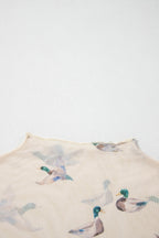 Beige Mallard Sheer Mesh Short Sleeve Top