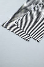 Black Stripe Plus Size Loose Straight Casual Pants