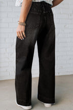 Dark Blue Acid Wash Contrast Lace-up Plus Size Jeans
