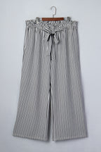 Black Stripe Plus Size Loose Straight Casual Pants